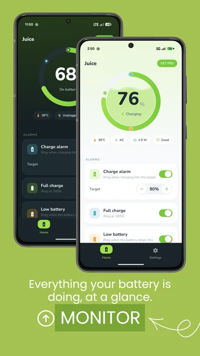 Juice screenshot — battery at a glance