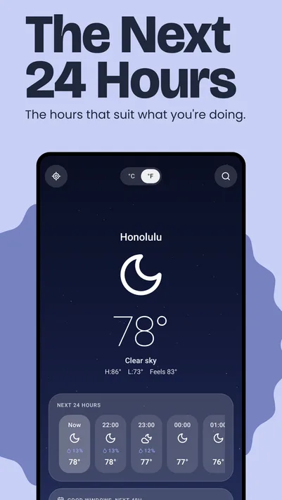 Weather screenshot — hourly forecast
