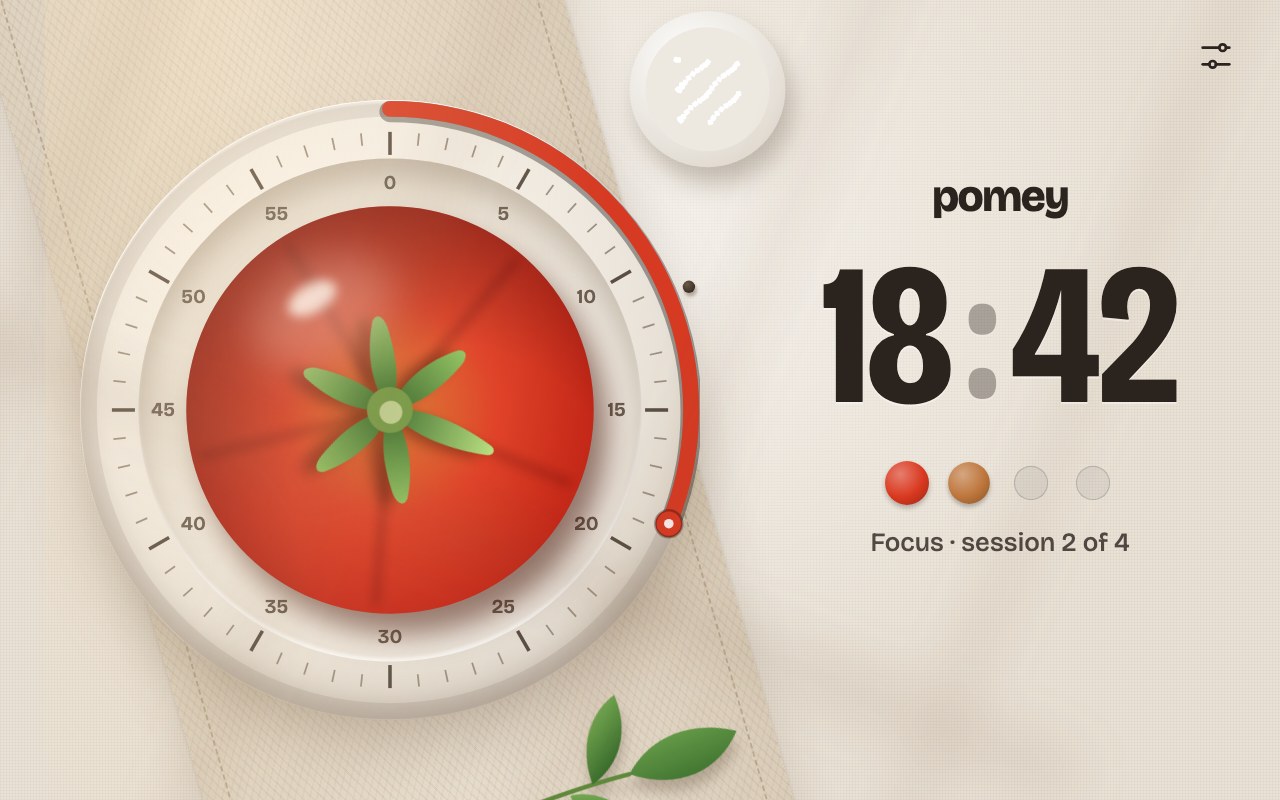 Pomey in landscape on a tablet, Kitchen theme