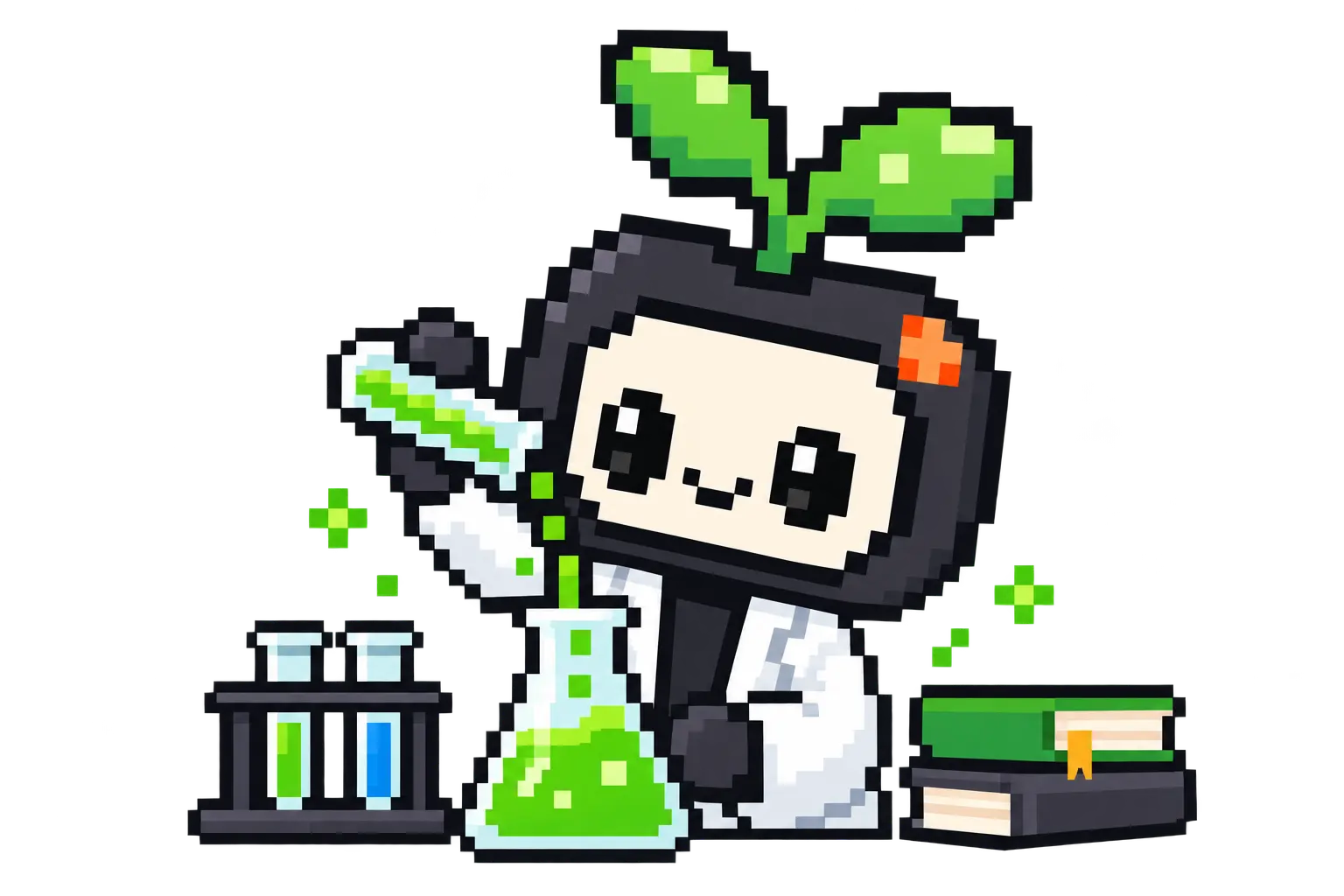 The Bloomix mascot watering a sprouting plant in a pot, next to a phone showing Google Play