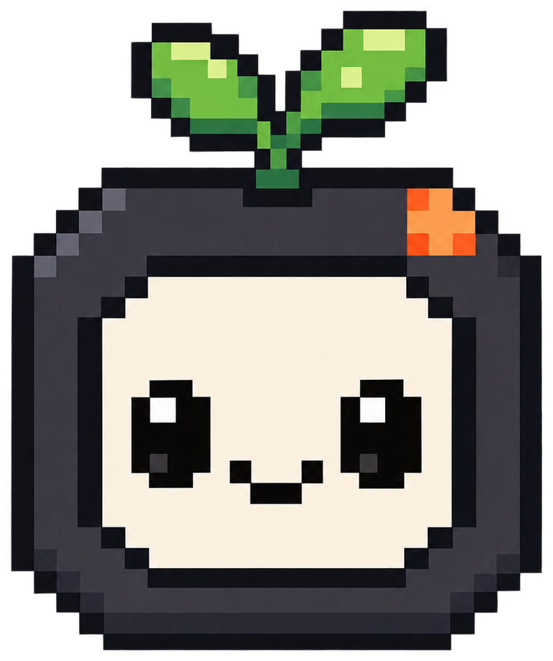 The Bloomix Labs mascot — a pixel-art device with a sprout